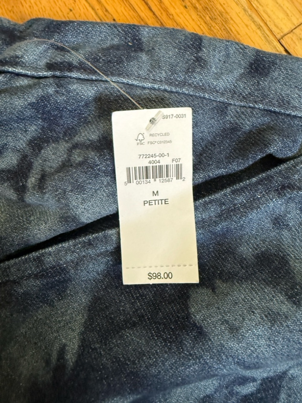GAP Blue Floral Wide Leg Pants M Petite Elastic Waist NWT - Picture 5 of 7